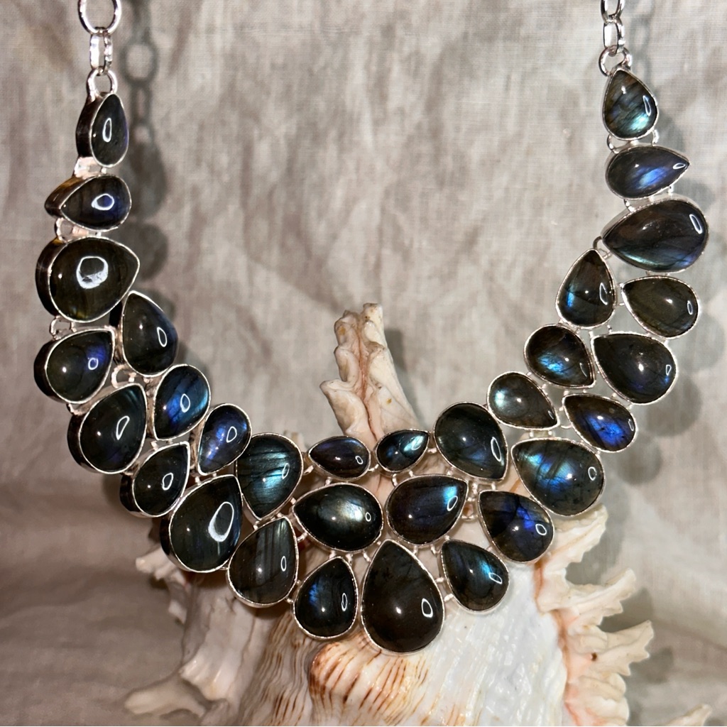 Gorgeous Blue Fire Aurora Borealis Labradorite Multi-Gem Handcrafted Necklace
